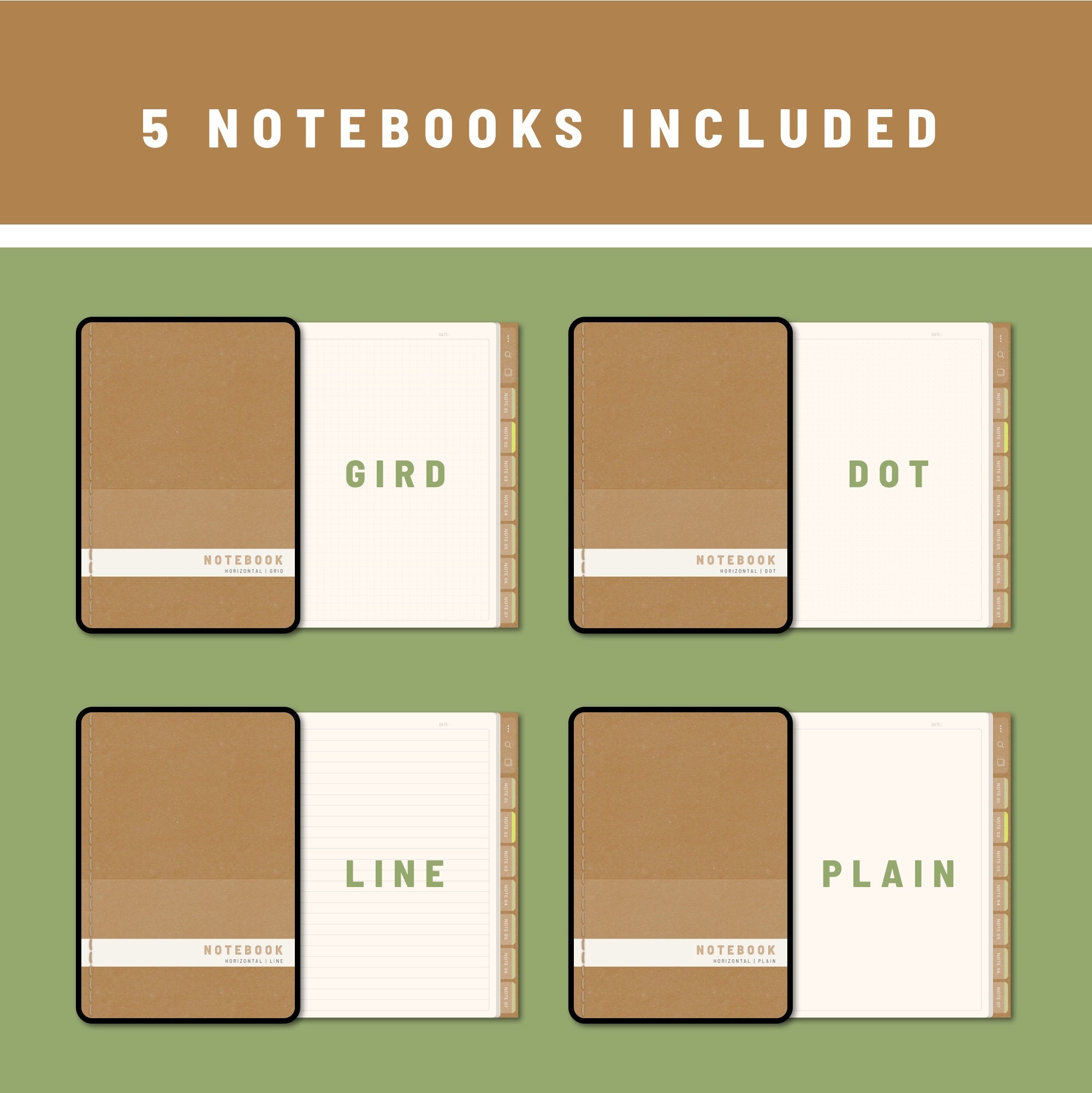 NOTEBOOK Landscape 5 Digital Notebooks Bundle Goodnotes Etsy UK