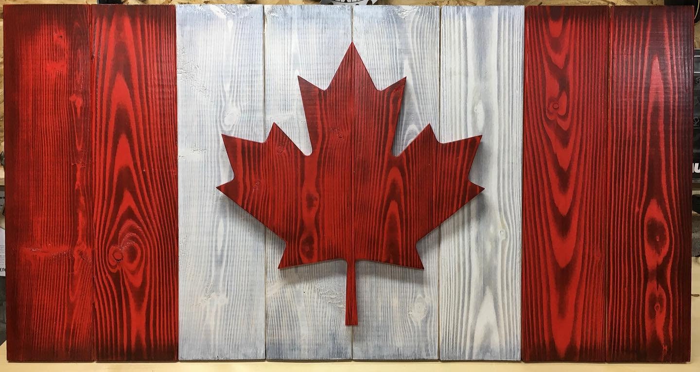 Rustic wooden Canadian flag Etsy