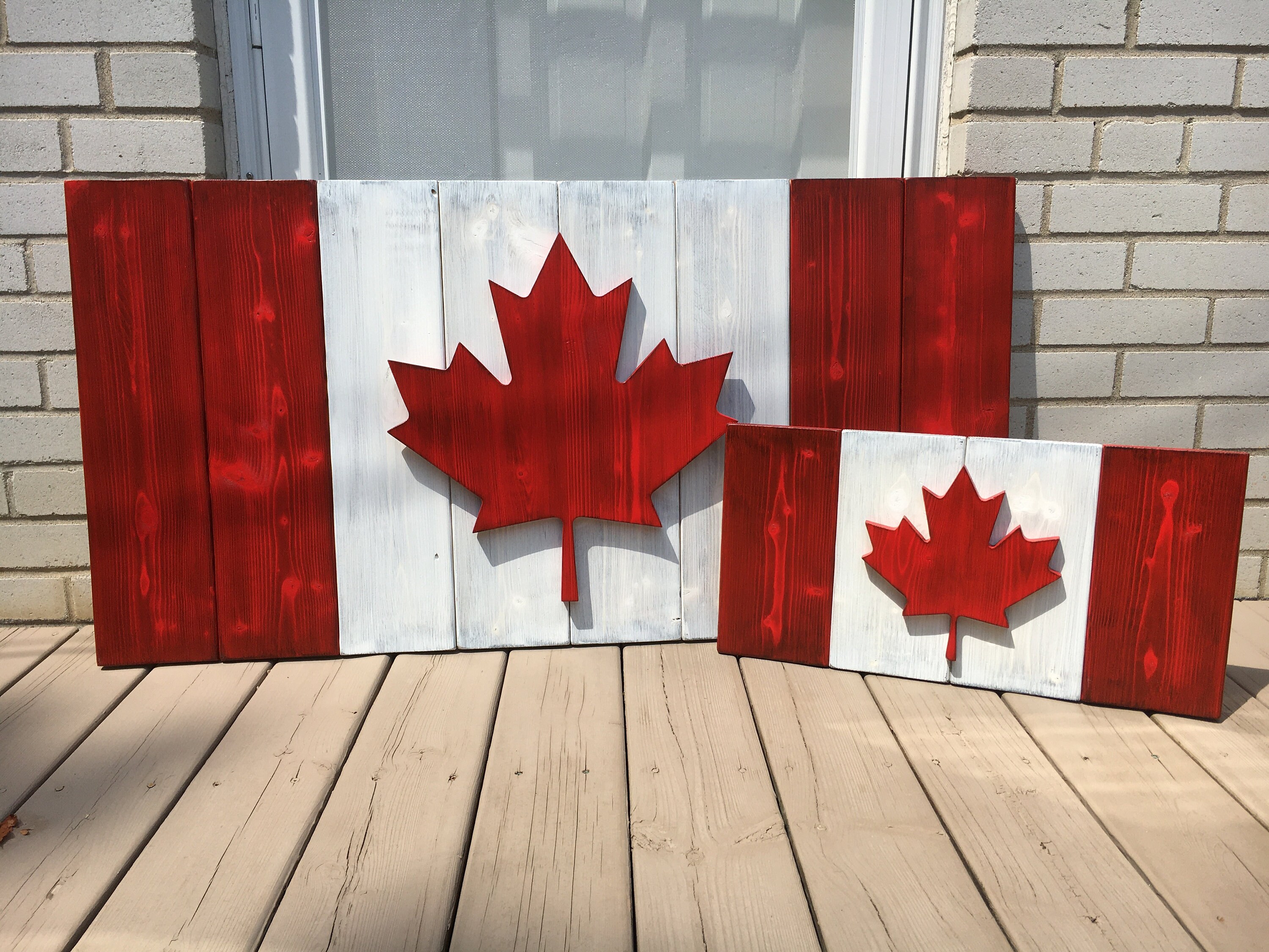 Rustic wooden Canadian flag Etsy