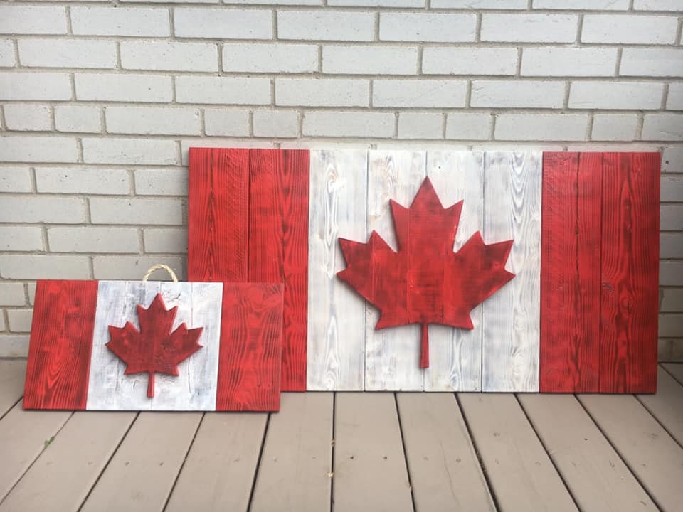 Rustic wooden Canadian flag Etsy