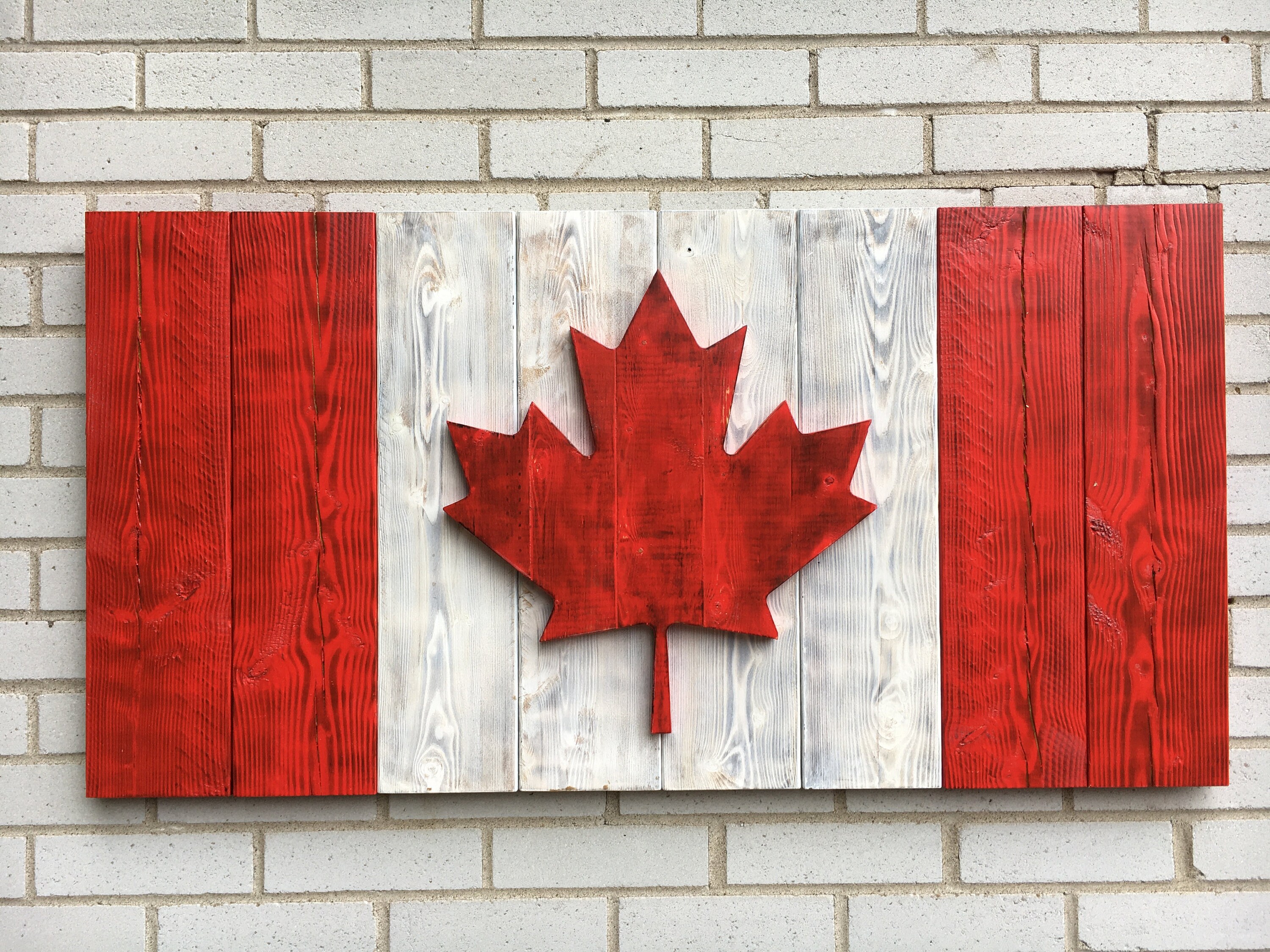 Rustic wooden Canadian flag Etsy