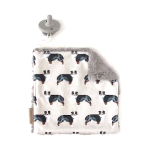 Australian Shepherd Binky Blanket, Aussie Dog, Soft Dog Pacifier Holder, Binky Clip, Lovey, Aussie Dog Pacifier Clip, Australian Dog Gift