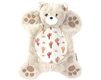 Cactus Suns Bear Lovey, Mini Bear Rug, Saguaro Plush Toy, Buddy Blanket, Desert Baby Shower, Bear For Nursery, Minky Soft Lovey, Teddy Bear