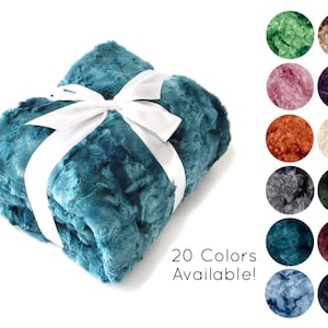 The SOFTEST Faux Fur Throw Blanket - Galaxy, Blue Minky Blanket, Green Faux Fur Throw, Soft Blanket For Couch, Soft Handmade Blanket