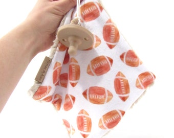 Football Binky Blanket, Ball Pacifier Holder, Binky Clip, Soft Pacifier Lovey, Football Pacifier Clip, Mini Ball Lovey, Football Baby Gift