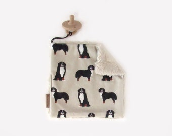 Bernese Binky Blanket, Bernese Mountain Dog, Soft Dog Pacifier Holder, Binky Clip, Soft Pacifier Lovey, Dog Pacifier Clip, Bernese Baby Gift
