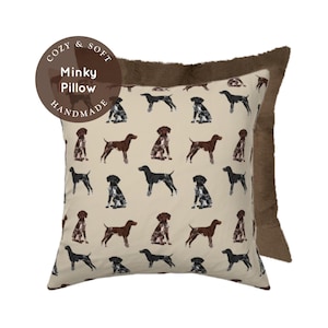German Pointer Dog Pillow, Faux Fur Pillow, Dog Nursery, Pillow for Boy, Toddler Pillow, Minky Pillow, Dog Theme Boy Room, Pointer Dog Decor