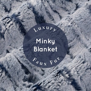 Blue Faux Fur Blanket, Dusty Blue Throw, Soft Throw Blanket, Luxury Gift, Adult Minky Blanket, Soft Fur Blanket, Blue Blanket,Handmade Throw