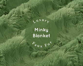 NEW! Soft Green Throw, Basil Green Throw Blanket, Faux Fur Throw, Adult Minky Blanket, Fuzzy Throw Blanket, Luxury Blanket, Handmade Blanket