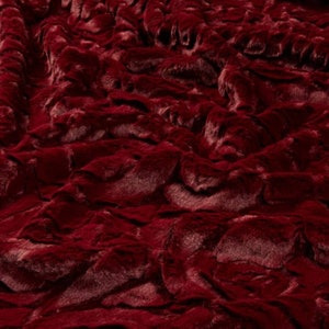 SOFT Red Throw Blanket - Embossed Roses, Red Faux Fur Throw, Adult Minky Blanket, Red Couch Blanket, Luxury Gift, Handmade Throw Blanket