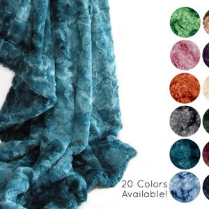 The SOFTEST Faux Fur Throw Blanket - Galaxy, Blue Minky Blanket, Green Faux Fur Throw, Soft Blanket For Couch, Soft Handmade Blanket