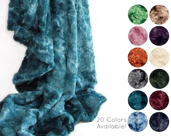 La coperta in pelliccia sintetica più MORBIDA - Galassia, coperta in minky blu, coperta in pelliccia sintetica verde, coperta morbida per divano, coperta morbida fatta a mano
