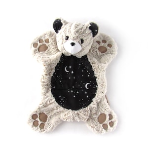 Moon and Stars Lovey, Bear Lovey, Sleepy Bear, Bedtime Bear, Bear Rug Lovey, Nursery Decor, Baby Shower Gift, Teddy Bear Lovey, Snuggle Bear