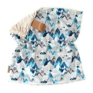 Call Of The Mountains Lovey, Mountain Baby Lovey, Baby Shower, Adventure Lovey, Minky Lovey, Woodland Lovie, Mountain Nursery, Blue Lovey
