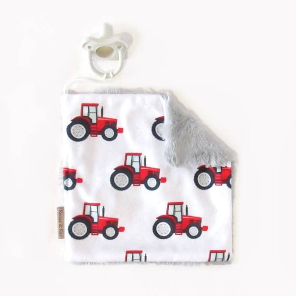 Red Tractor Binky Blanket, Red Tractor Nursery, Farm Paci Lovey, Farm Baby Shower, Farm Pacifier Holder, Red Tractor Lovey, Red Tractor Gift