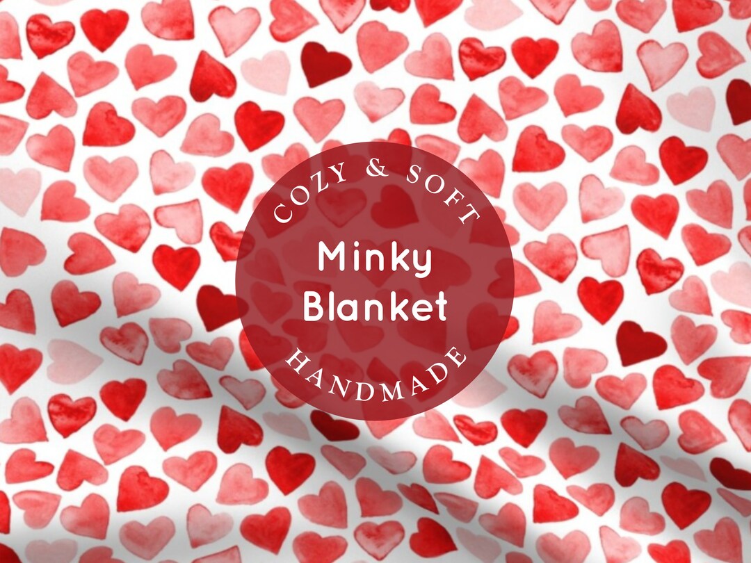 Red Hearts Blanket Baby, Child, Adult Blanket, Valentines Minky Blanket