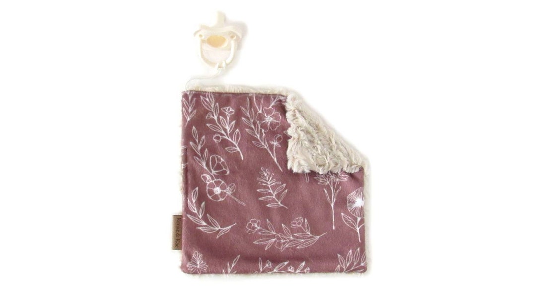 Floral Binky Blanket, Soft Minky Paci Holder, Pacifier Lovey, Baby