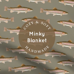 Rainbow Trout Blanket - Baby, Child, Adult Blanket, Fish Minky Blanket, Soft Fish Blanket, Trout Fish Blanket, Fish Nursery, Fishing Gift