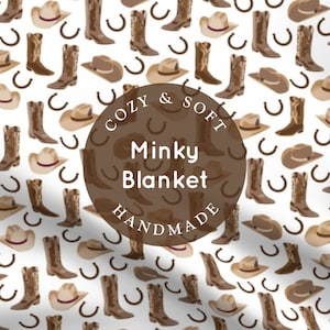 Western Boots And Hats Blanket - Baby, Child or Adult Blanket, Soft Minky Blanket, Cowboy Throw Blanket, Western Baby Blanket, Cozy Blanket