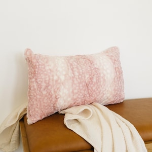 Soft Pillow, Baby Deer Pillow, Lumber Pillow Cover, Pillow For Chair, Plush Travel Pillow, Girl Fawn Pillow, Minky Pillow, Faux Fur pillow image 1