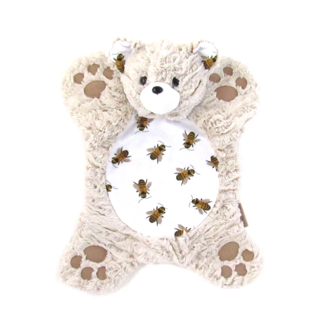 Honey Bear Lovey, Teddy Bear, Bee Bear, Snuggle Buddy, Minky Bear Lovey ...