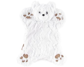 Lovey, Polar Bear Lovey, Bear Rug Lovey, Security Blanket, Cute Baby Lovie, Baby Shower Gift, Snow White Bear, Bear Blankie, Nursery Decor,