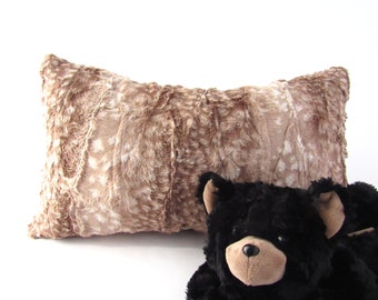 Fawn Pillow Cover, Standard Pillow, Woodland Decor, Pillow For Chair, Nursery Pillow, Faux Fur Plush, Baby Deer, Animal Pillow, Minky Pillow