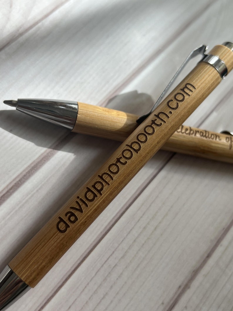 Personalized Ballpoint Pens Bamboo Pens Bulk Engraved Customized Pens Boho Rustic Wedding Party Favors Gifts for Guests Wooden Pens Unique image 3