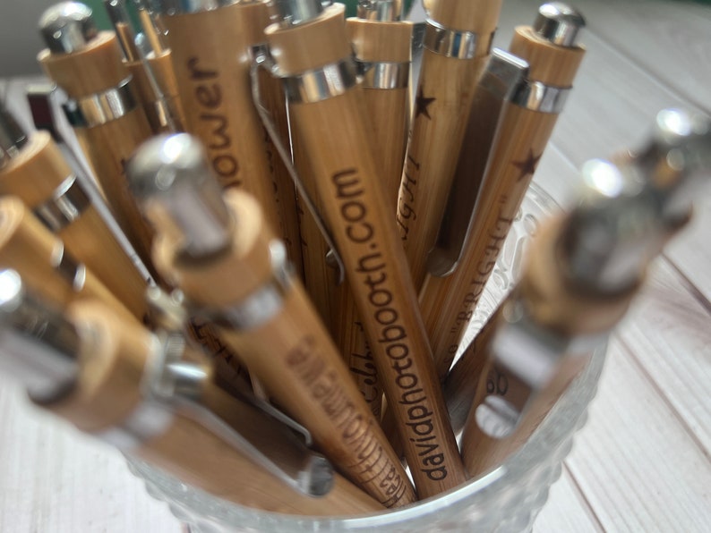 Personalized Ballpoint Pens Bamboo Pens Bulk Engraved Customized Pens Boho Rustic Wedding Party Favors Gifts for Guests Wooden Pens Unique image 5