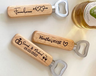 Personalized Custom Engraved Wooden Bottle Opener Wedding Party Favors Gifts Guest Bulk Beer Lover Opener Groomsmen Batchelor Birthday Gifts