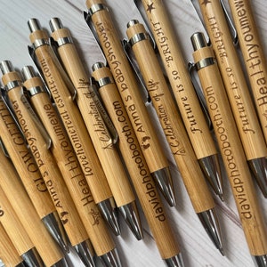 Personalized Ballpoint Pens Bamboo Pens Bulk Engraved Customized Pens Boho Rustic Wedding Party Favors Gifts for Guests Wooden Pens Unique image 1