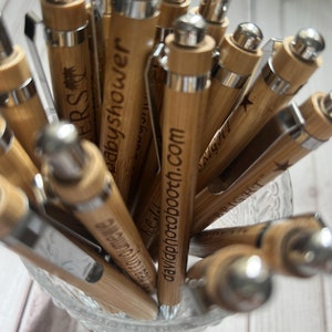 Personalized Ballpoint Pens Bamboo Pens Bulk Engraved Customized Pens Boho Rustic Wedding Party Favors Gifts for Guests Wooden Pens Unique image 4