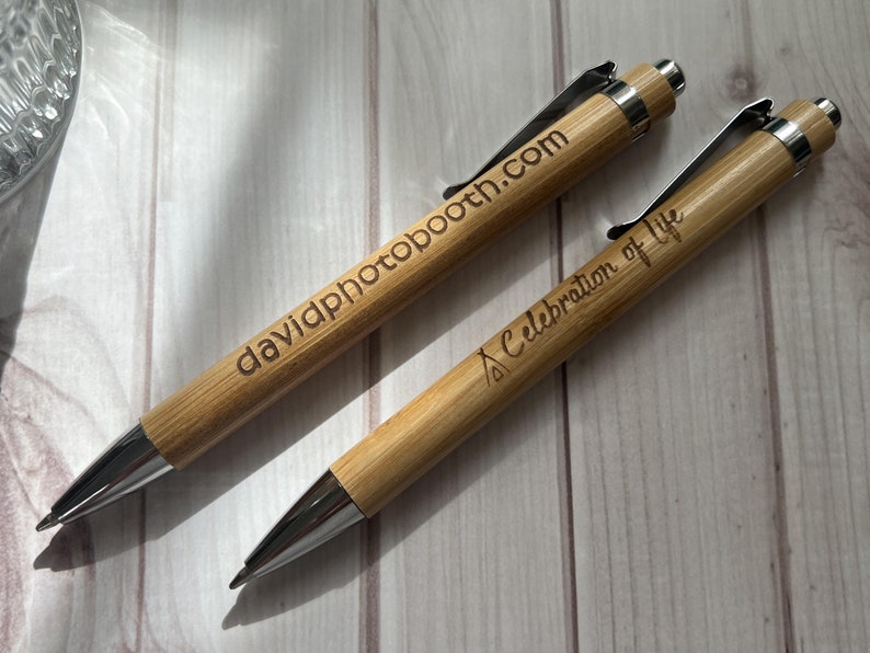 Personalized Ballpoint Pens Bamboo Pens Bulk Engraved Customized Pens Boho Rustic Wedding Party Favors Gifts for Guests Wooden Pens Unique image 2