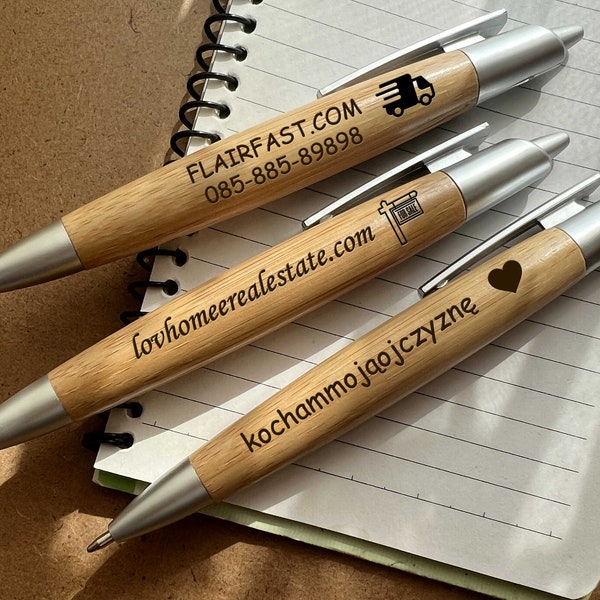 Personalized Ballpoint Pens Bamboo Pens Bulk Engraved Customized Pens School Events Office Supplies Company Promotion Grad Gift Wooden Pens