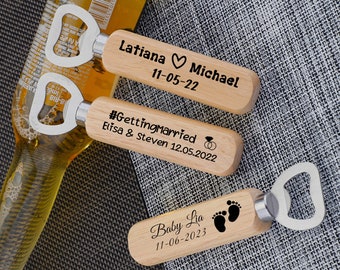 Personalized Custom Beer Lover Bottle Opener Wedding Party Favors Gift for Guest Bulk Wood Engraved Opener Groomsmen Birthday Batchelor Gift