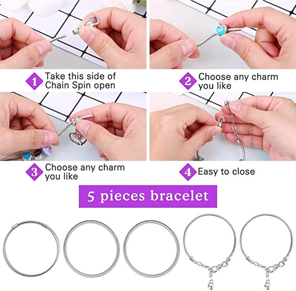 Charm Bracelet Making Kit,jewelry Making Supplies Beads,unicorn/mermaid Crafts Gifts Set for