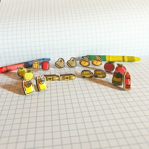 School Stud Earrings / Back to School Stud Earrings / Teacher Earrings / Pencil Earrings/ Crayon Earrings / Back to School / Clip On Earring