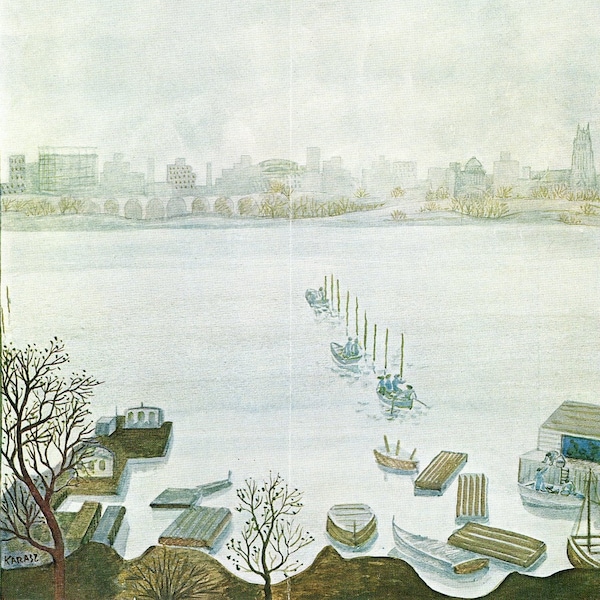 1962 Vintage New Yorker Cover, March 31 (Ilonka Karasz), Fishing