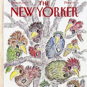1988 Vintage New Yorker Cover, June 20 (Edward Koren), Original New Yorker Magazine Cover, Birds, Music