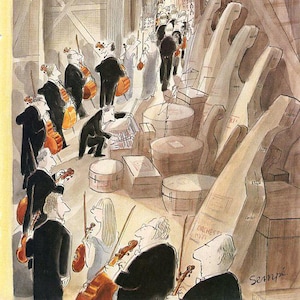 1985 Vintage New Yorker Cover, January 28 (Jean-Jacques Sempe), Original New Yorker Magazine Cover, Orchestra, Concert
