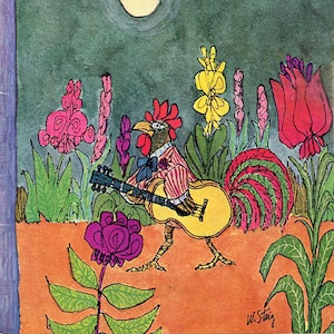 1972 Vintage New Yorker Cover, July 29 (William Steig), Original New Yorker Magazine Cover, Music, Guitar