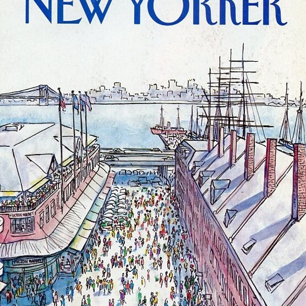 1984 Vintage New Yorker Cover, April 30 (Arthur Getz), Original New Yorker Magazine Cover, New York City, Seaport