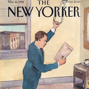 1998 Vintage New Yorker Cover, March 16 (Barry Blitt), Original New Yorker Magazine Cover, New York City, Subway