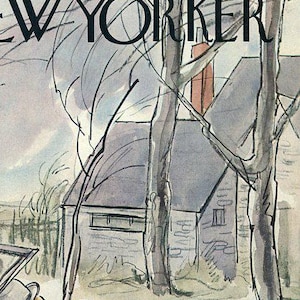 1943 Vintage New Yorker Cover, March 27 (Perry Barlow), Original New Yorker Magazine Cover, Spring, Gardening