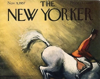 1957 New Yorker Magazine Cover, November 9 (Arthur Getz), Original Vintage Cover, Sports, Equestrian