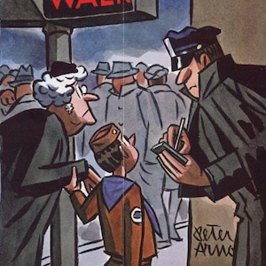 1959 Vintage New Yorker Cover, January 24 (Peter Arno), Original New Yorker Magazine Cover, City Life, Police