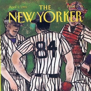1993 Vintage New Yorker Cover, April 5 (Richard Merkin), Original New Yorker Magazine Cover, Sports, Baseball