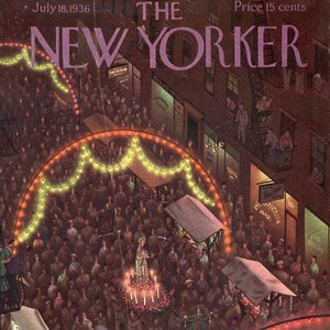 1936 Vintage New Yorker Cover, July 18 (Antonio Petruccelli), Original New Yorker Magazine Cover, New York City, San Gennaro