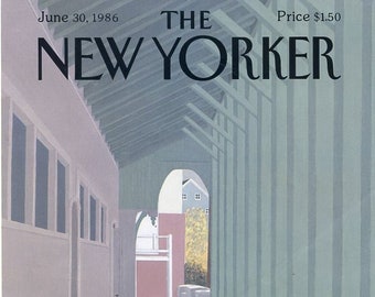 1986 Vintage New Yorker Magazine Cover, June 30, Gretchen Dow Simpson Cover Art, Architecture