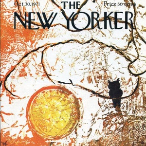 1971 Vintage New Yorker Cover, October 30 (Carlita Hunt), Original New Yorker Magazine Cover, Halloween, Owl